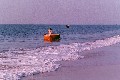 Returning to the shore at the sunrise